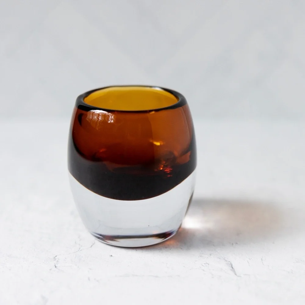 Crate & Barrel Diva votive topaz glass made in Poland
